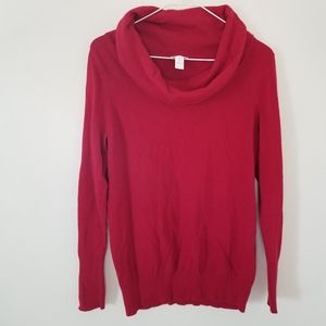 Chico's 1 rabbit hair blend red cowl neck sweater